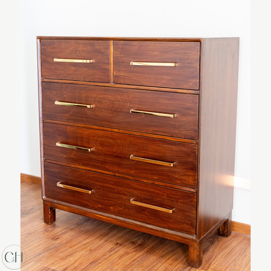 Edna - Modern Wooden Dresser with Gold-Colored Handles