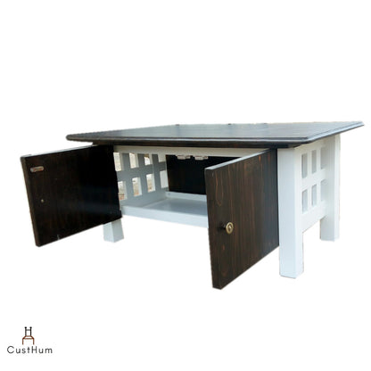 CustHum-Petunia-coffee table with storage-doors open